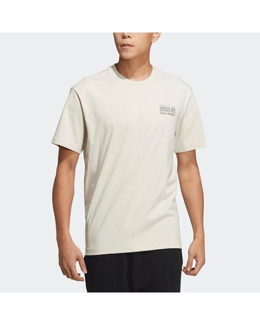 Adidas White Neo Se Arc Gr Tee Game Pattern Printing Round Neck Short Sleeve Bauxite T-Shirt for men