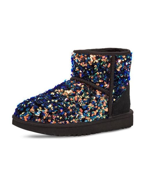 Ugg Blue (Wmns) Classic Mini Stellar Sequin Snow Boots