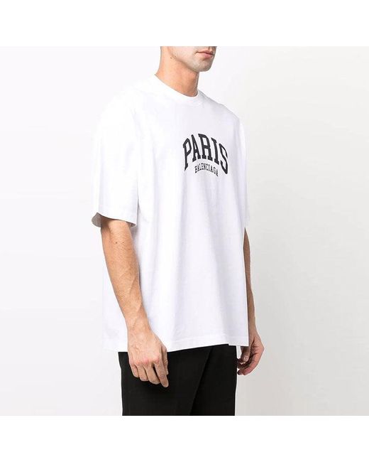 Balenciaga White Cities Paris T-Shirt Medium Fit