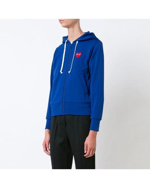 COMME DES GARÇONS PLAY Blue Heart Zip Up Hoodie