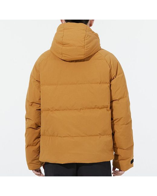 Adidas Brown Big Baffle Jkt Casual Sports Zipper Cardigan Hooded Down Jacket Turmeric for men