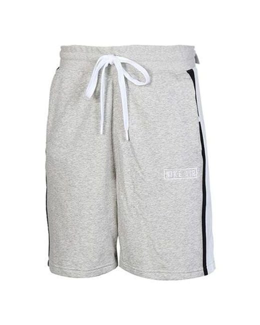 Nike Gray Air French Terry Drawstring Zipper Pocket Casual Sports Shorts for men