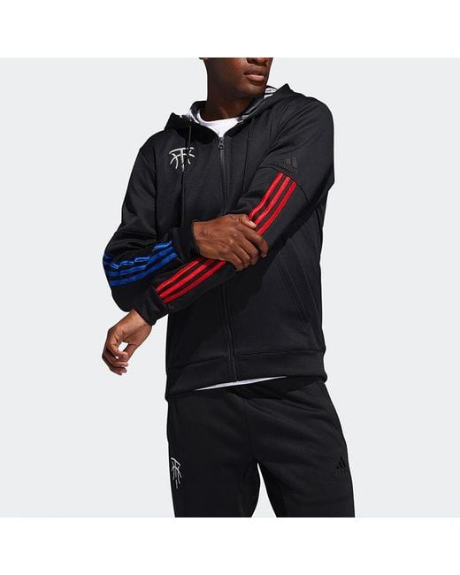 Adidas Blue Zipper Basketball Sports Hooded Jacket for men