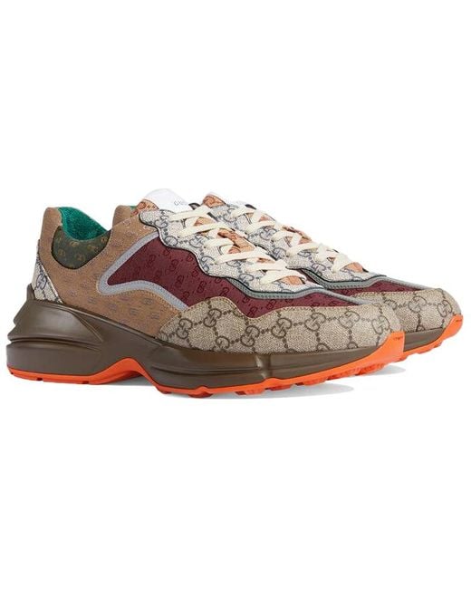 Gucci Brown Rhyton Monogram-print Canvas Low-top Trainers for men