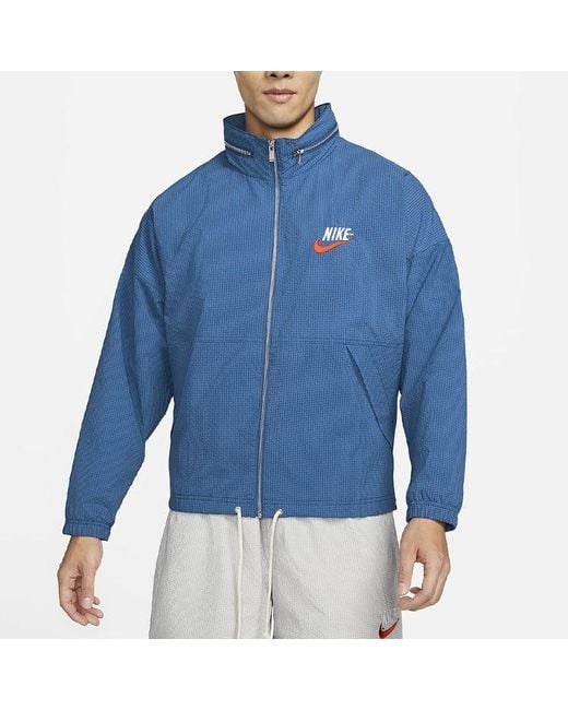 Nike Blue Sportswear Alphabet Logo Woven Jacket for men
