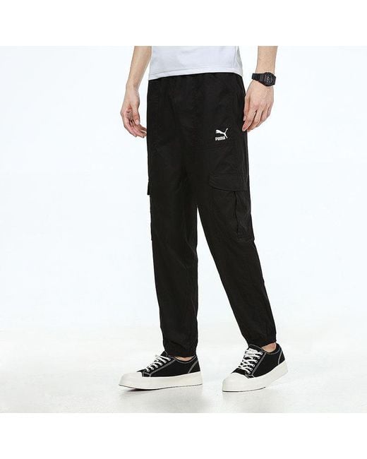PUMA Black Woven Cargo Bundle Feet Casual Long Pants for men