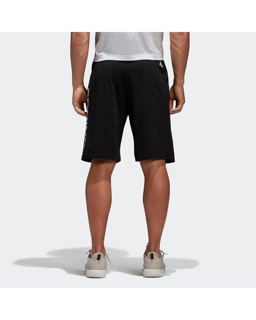 Adidas Black Ess Lin Shor Sj Sports Knit Shorts for men