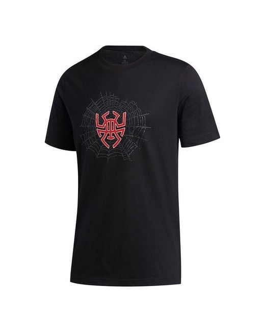 Adidas Black Donovan Logo Basketball Sports Round Neck Short Sleeve for men