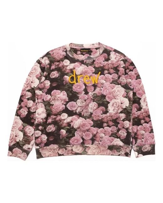 Drew House Pink Scribble Crewneck Sweatshirt 'Roses' for men