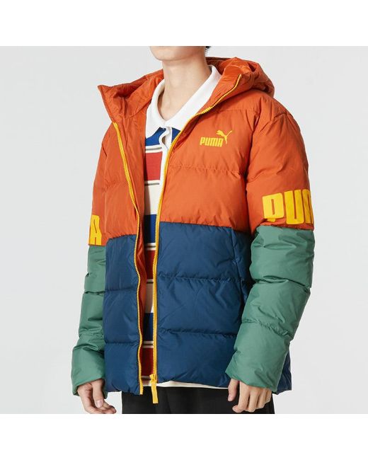 PUMA Orange Power Down Hooded Jacket for men