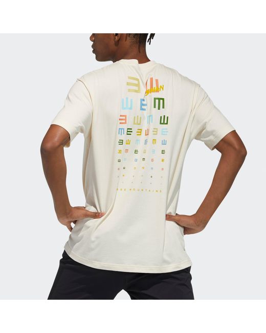 Adidas White Iseem Gfx Sports Printing Round-Neck