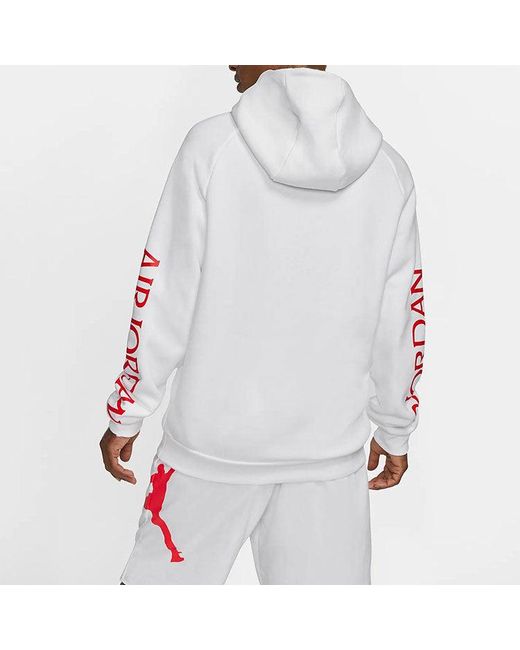 Nike White Jumpman Classics Logo Printing Fleece Lined Stay Warm Pullover for men