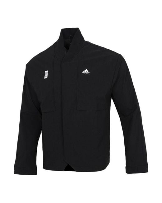 Adidas Black Splicing Solid Color Athleisure Casual Sports Jacket for men