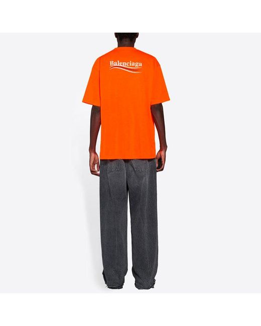 Balenciaga Orange Large Fit T-Shirt 'Fluo' for men