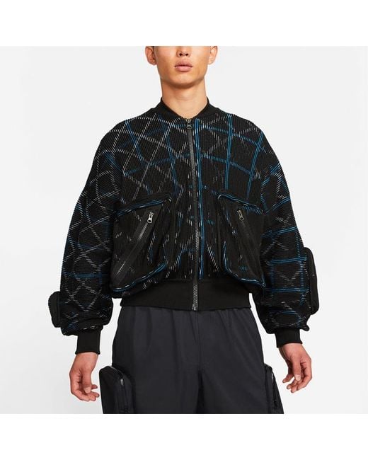 Nike Green Ma-1 Bomber Multiple Pockets Knit Aviator Jacket for men
