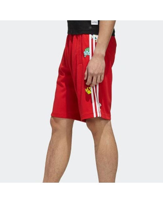 Adidas Red Neo X Pokmon Crossover Series Pikachu Printing Shorts for men
