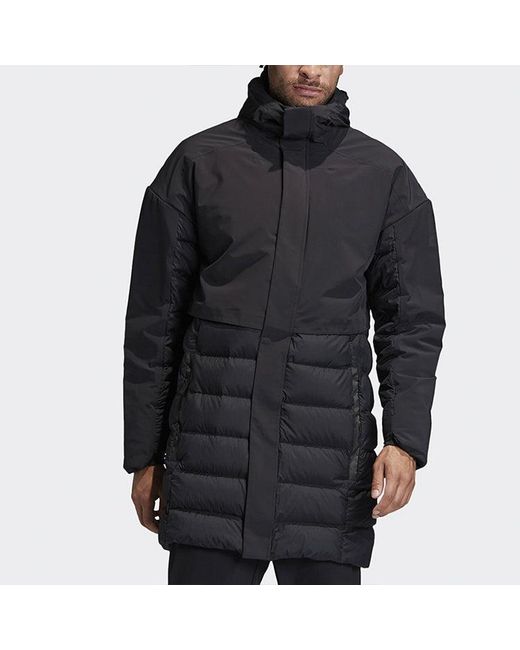 Adidas Blue Outdoor Casual Sports Windproof Stay Warm Hooded Down Jacket for men