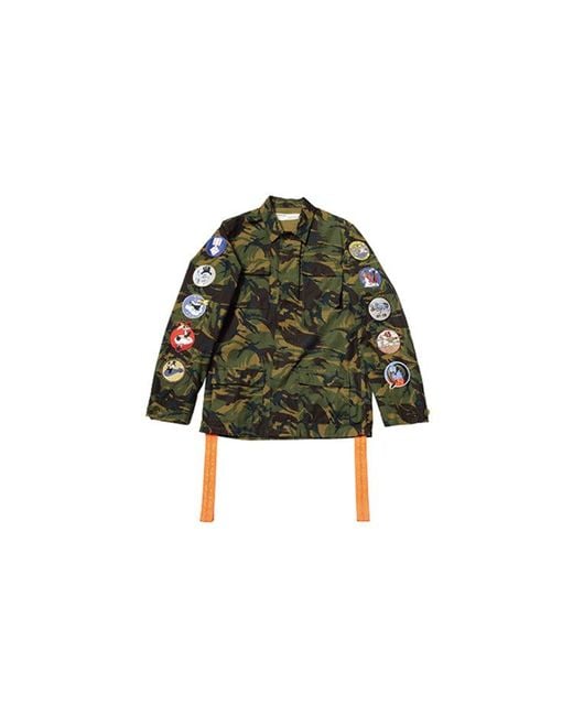 Off-White c/o Virgil Abloh Green Back Arrows Sketch Medal Ribbon Camouflage Jacket for men