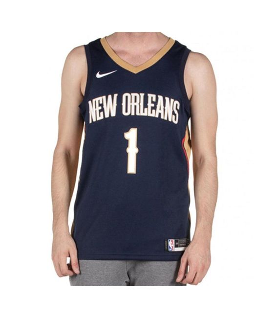 Nike Blue Nba Zion Williamson Basketball Sports Jersey Sw Fan Edition New Orleans Pelicans 1 Dark for men