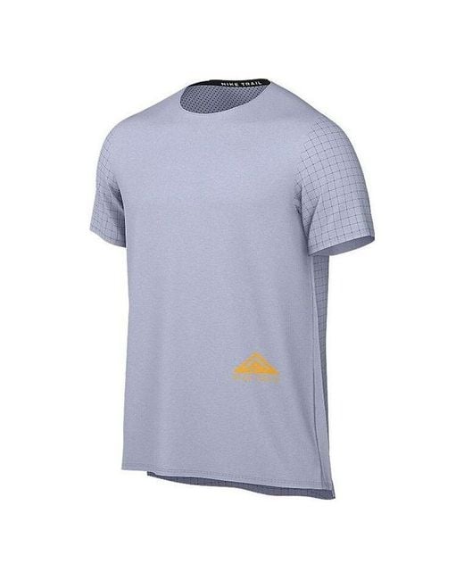 Nike Blue Solid Color Plaid Round Neck Pullover Breathable Short Sleeve T-Shirt for men