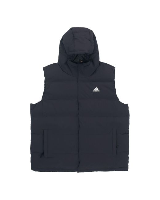 Adidas Blue Helionic Hooded Down Vests for men