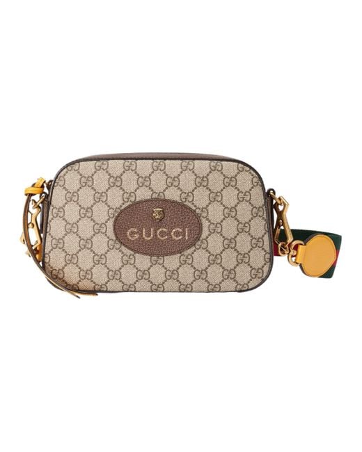 Gucci Brown Neo Vintage Metallic Tiger Head Logo Stripe Messenger Bag