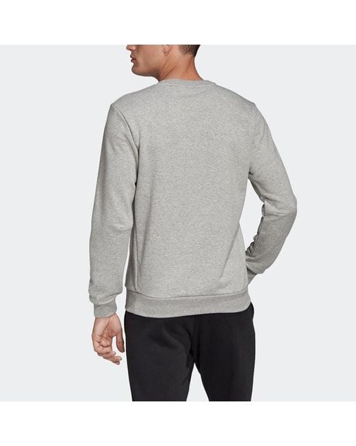 Adidas Gray Athleisure Casual Sports Printing Logo Round Neck Pullover for men