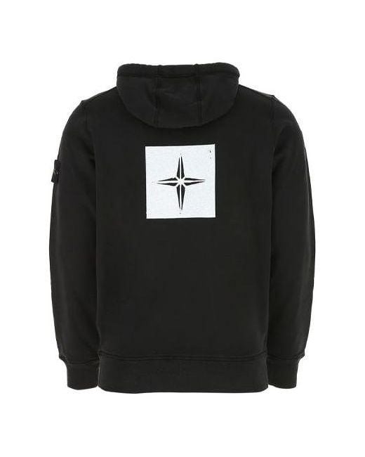 Stone Island Black Box Print Pullover Hoodie for men