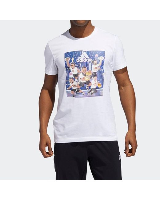 Adidas Blue Basketball Cartoon Printing Short Sleeve for men