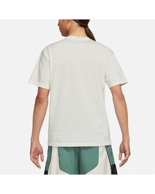Nike White Basketball Loose Sports Round Neck Short Sleeve Creamy for men