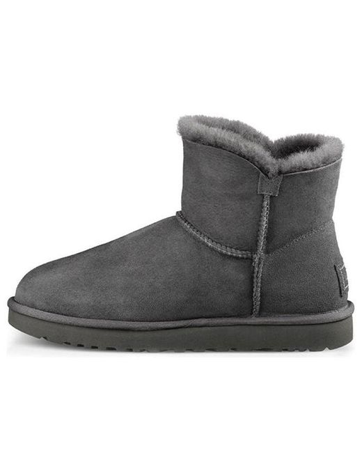 UGG Mini Bailey Button Bling Mid Tops Fleece Lined Gray in Black | Lyst