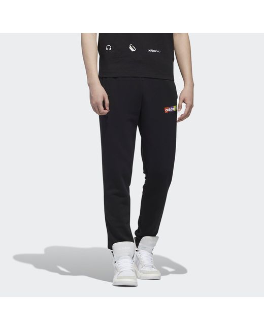 Adidas Black Neo Fav Nn Tp 1 Logo Knit Bundle Feet Sports Pants for men