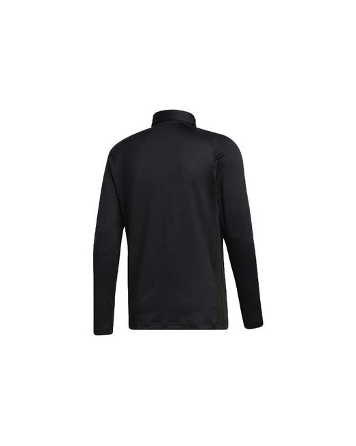 Adidas Blue Brushed Brushed Ls Pl Golf Sports Training Casual Long Sleeves Polo for men