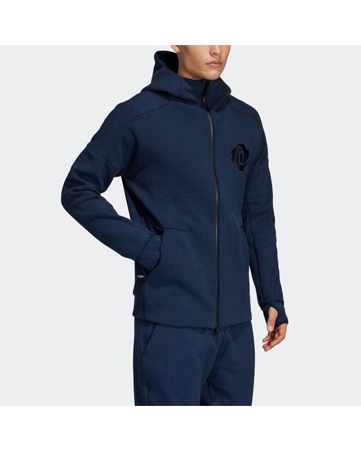 Adidas Blue Basketball Sports Hooded Jacket for men