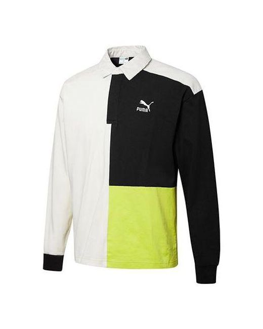PUMA Green Retro Color Block Polo Shirt for men