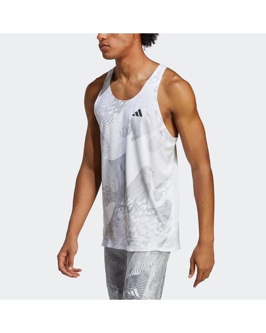 Adidas White Adizero Singlet for men