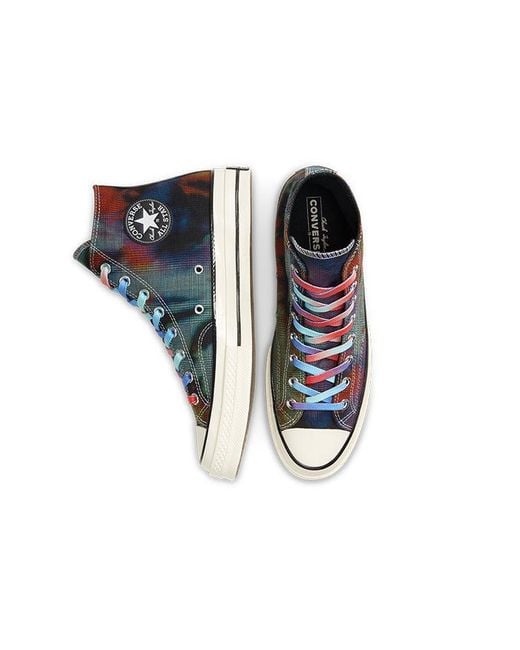 Converse Blue Chuck 70 High 'Tie Dye Plaid' for men