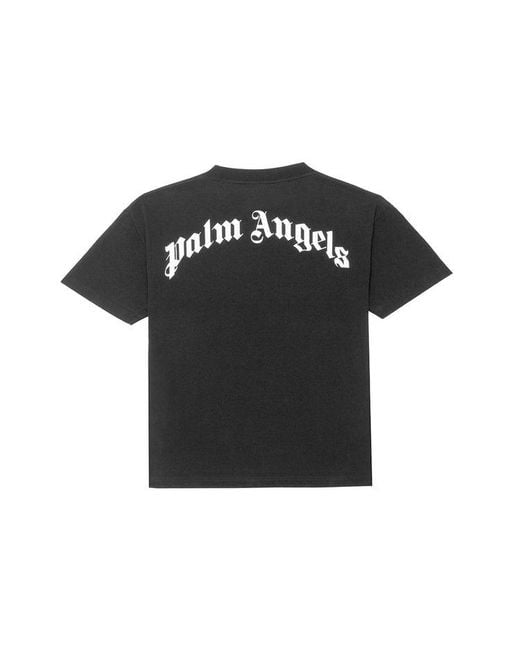 Palm Angels Black Printing Round Neck T-Shirt for men