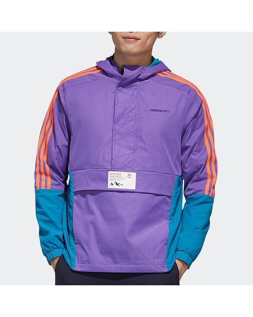 Adidas Blue Neo M Ss Cs Wb Zipper Cardigan Windproof Colorblock Sports Hooded Jacket for men