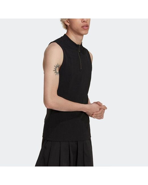Adidas Solid Color Cardigan Stand Collar Slim Fit Sports Black Vest for men