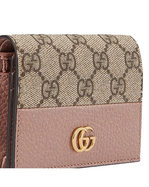 Gucci Pink Gg Marmont Bi-Colour Card Case Wallet