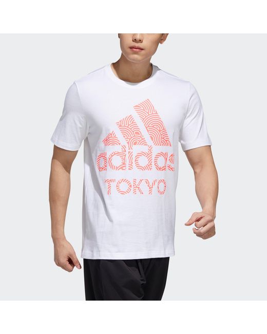 Adidas White Tokyo Pack Short Sleeve Tee Signal' for men