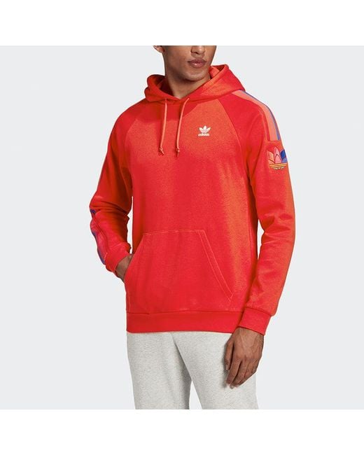 Adidas Red Originals 3Dtf 3 Stp Hood Logo Printing Raglan Sleeve Hooded Sports Fluorescence for men