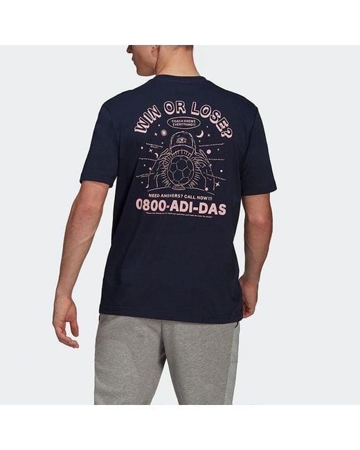 Adidas Blue Psychic Coach Graphic Tee for men