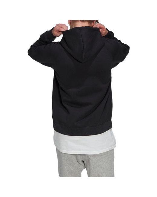 Adidas Black Solid Color Logo Hooded Loose Long Sleeves for men