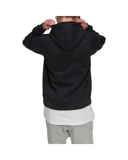 Adidas Black Solid Color Logo Hooded Loose Long Sleeves for men