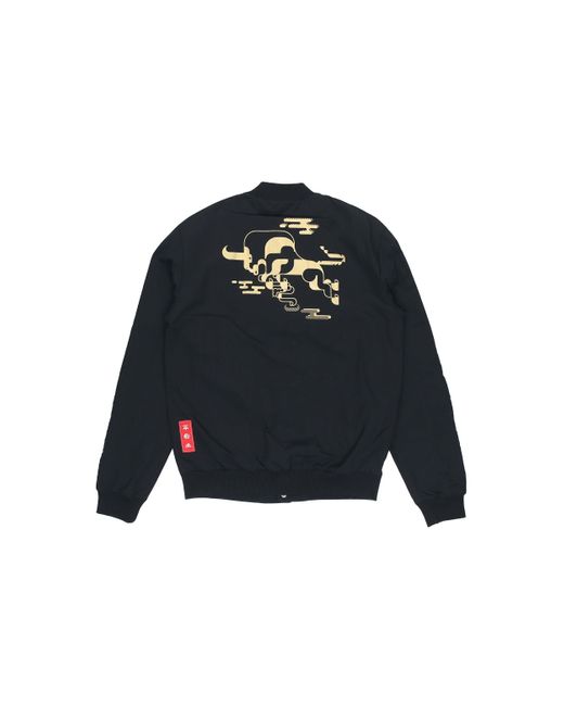Adidas Blue Mufc Cny Bomber Series Soccer/Football Sports Printing Aviator Jacket for men