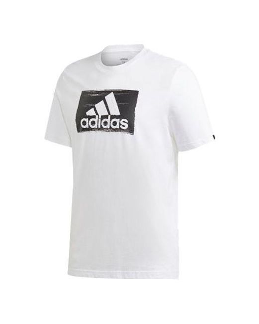 Adidas White Brushstroke Sports Running Gym Training Tops for men