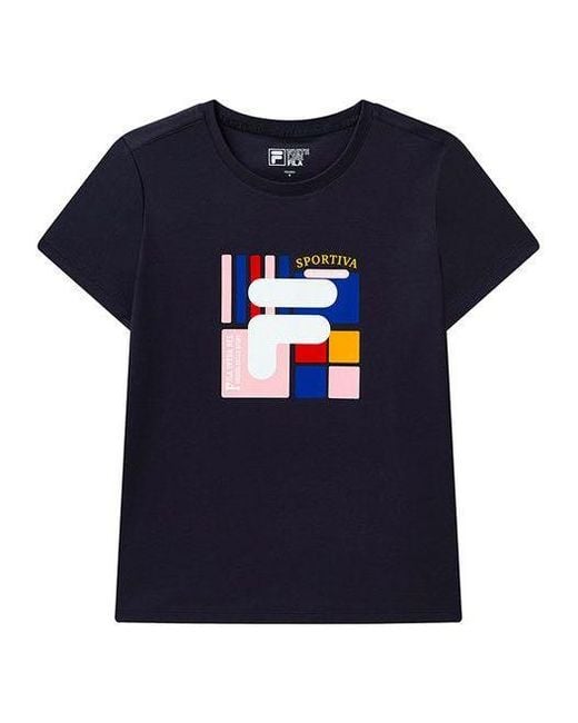 Fila Blue (Wmns) Cotton Casual Short Sleeve