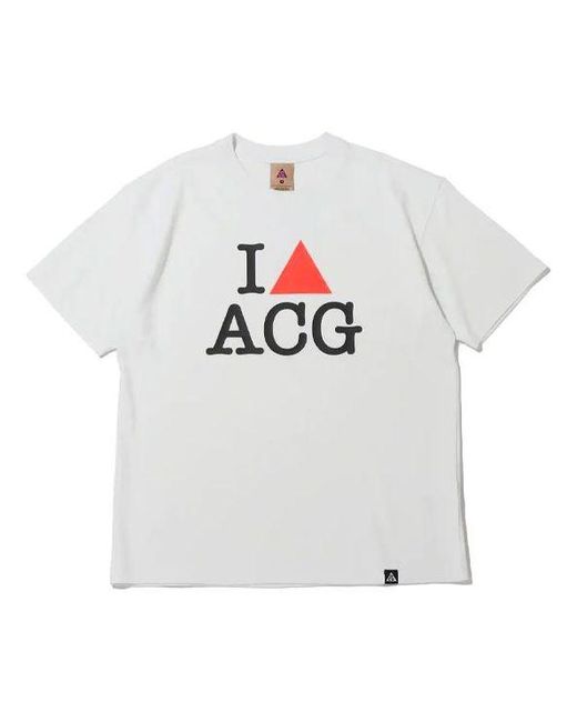 Nike White Acg Alphabet Pattern Printing Sports Short Sleeve for men